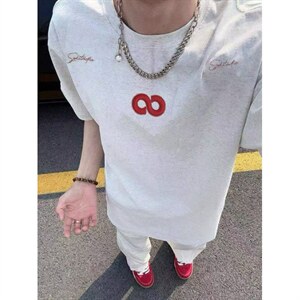 H1054-p30 前后刺绣拉肩休闲宽松T恤男女同款，男装T恤，星座617A-2