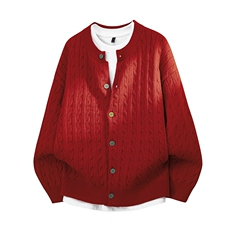 MK7436-CG-3DBP53韩风麻花长袖单排扣针织开衫情侣洋气针织上衣，男装卫衣，星座510A-5