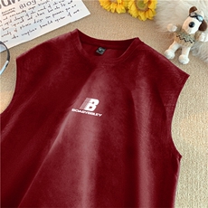 可设48小时发货支持抖音得物来样二开240克重磅美式麂皮绒背心t恤，男装背心/马甲，电商A486-1