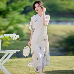 2026年夏季苎麻文艺/优雅旗袍图片