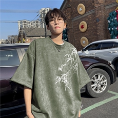 得物抖音直播高品质麂皮绒风印花宽松短袖djp298-特批23控39，男装T恤，星座605(原A050)