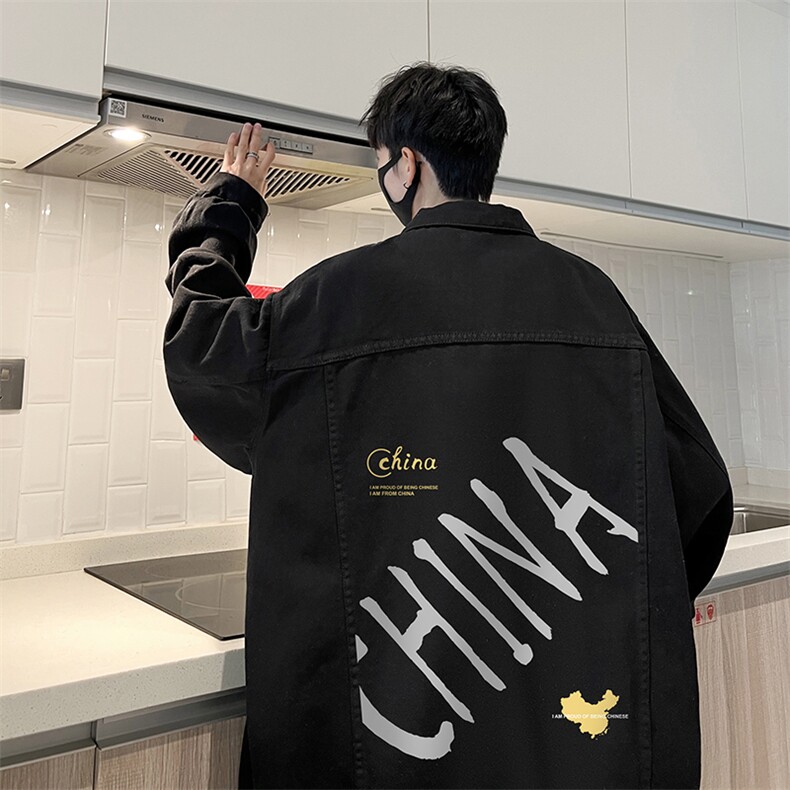 牛仔夹克男大码牛仔外套男茄克NJ77208-P60加绒款-P75,男装夹克,电商A040