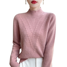 双股加厚半高领毛衣女秋冬新款羊毛内搭上衣宽松针织打底衫，女装羊毛衫，九嘉羊绒
