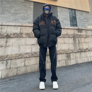 复古美式街头PU皮棉服男女oversize外套情侣棉衣上衣MF300-P106图片