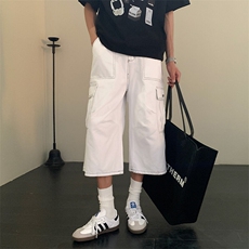 明线阔腿工装七分裤男女夏季美式高街宽松大口袋休闲裤Y1106p45，男装牛仔裤，电商B381-2