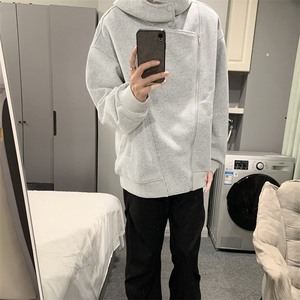 抖音得物品质 26春装美式重磅结构斜拉链高领连帽卫衣开衫外套W61图片