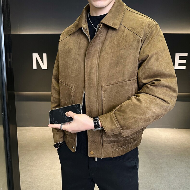 标50绒男士翻领麂皮绒羽绒服休闲外套8126-P235(控券后318)，男装羽绒服，电商B328