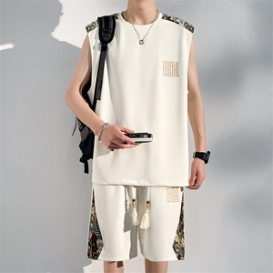 夏季背心休闲运动套装男刺绣五分裤T恤两件套潮A266-TZ2258-P46图片