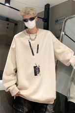 港风2026秋装上衣外套男装秋季大码宽松圆领麂皮绒卫衣潮S344-P48，女装短外套，电商A233-1
