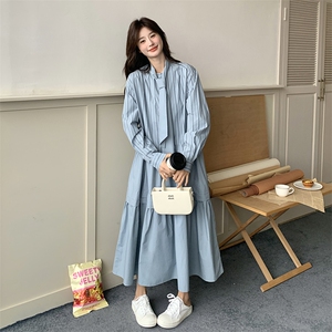 春现 盐系浅蓝色条纹休闲风连衣裙B190-5010-P135-K198图片