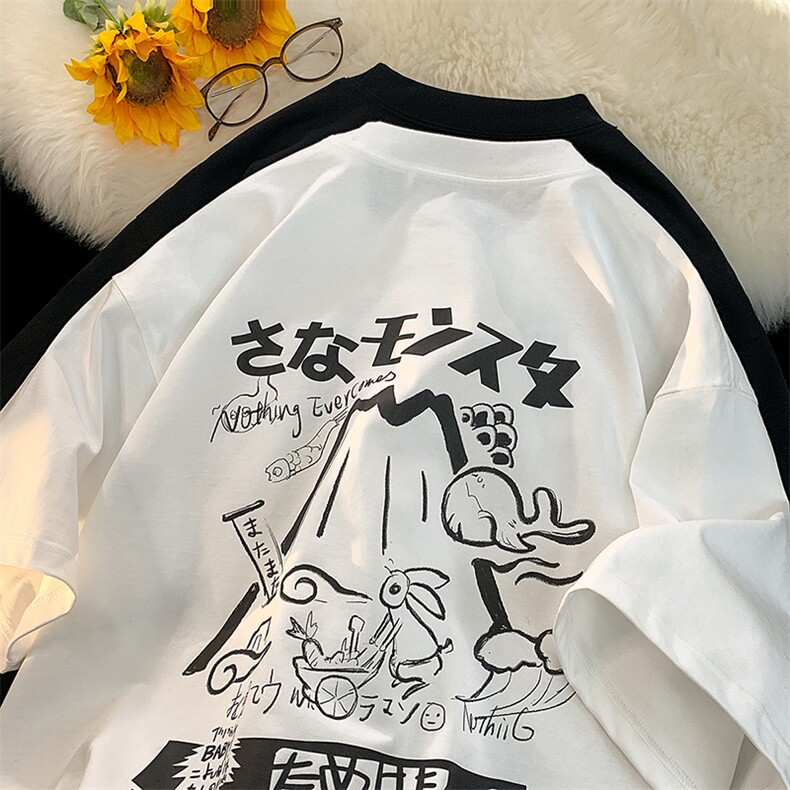 大货主推 港风字母宽松纯棉短袖男T恤 X416b-1-DT327-P25 限38图片