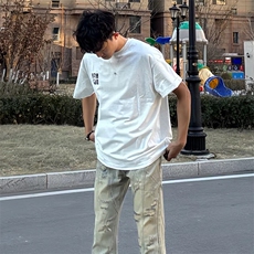 万针全刺绣工艺抖音得物高品质260克重磅纯棉双纱美式高街短袖T恤，男装T恤，电商A486