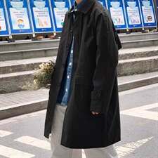 F3112/P80秋装中长款风衣男宽松男士大码外套韩版潮流上衣男控108图片