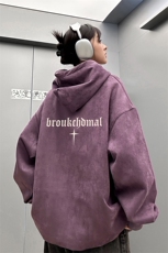 麂皮绒连帽卫衣直播品质重磅400克哥特字印花JL7087-P45控78，男装卫衣，星座508（原C305）