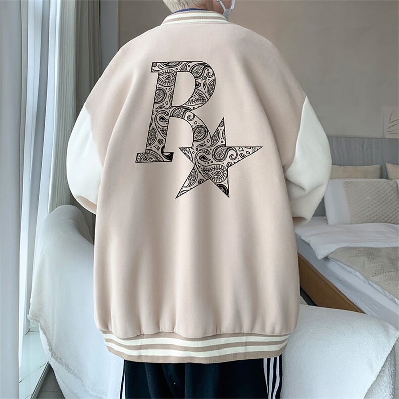 摇粒绒棒球服男大码开衫卫衣男夹克BF86328-P65,男装夹克,电商A040