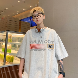 港风条纹印花设计短袖T恤男DT77779P18块特价控38：供抖音视频图片