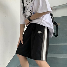 高腰运动短裤夏季薄款chic港风五分裤学生撞色阔腿中裤K1064-P25，男装休闲裤，星座512-2