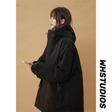 集团红色连帽冲锋衣外套男生春季新款户外宽松大码夹克，女装风衣，电商A141