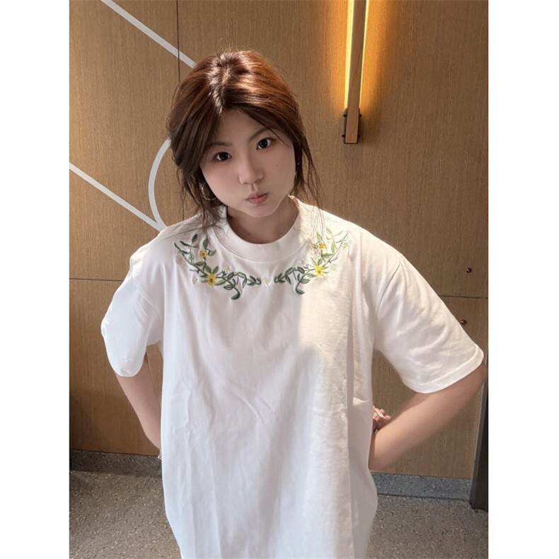 H0980-P35推荐内里铺布+前片绣花宽松休闲短袖T恤男女同款,女装T恤,星座617A-2