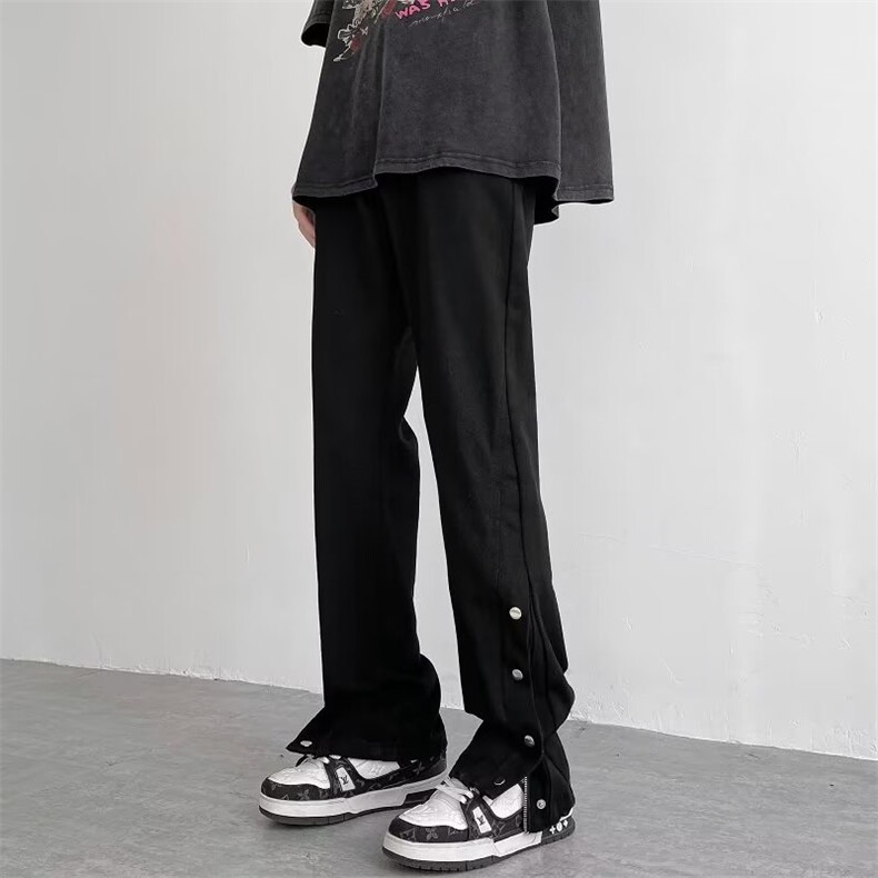 美式高街vibe裤子vintage牛仔裤男排扣开叉微喇直筒长裤NC28-p48,男装牛仔裤,星座1008