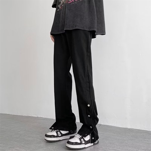 美式高街vibe裤子vintage牛仔裤男排扣开叉微喇直筒长裤NC28-p48图片