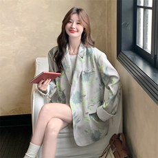 设计感小众印花廓形西装外套女2025秋季新款复古时尚宽松西服上衣，女装西装，2C317A