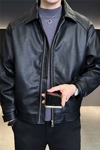新标90绒 皮夹克羽绒服男冬季2025新款翻领外套 A313-8666-P255图片