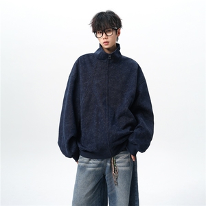 特批扎染开衫卫衣男美式重磅解构拼接脏脏拉链立领外套KS008-TP65,女装短外套,电商B312