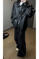 GENIOLAMODE美式风机车皮衣男士秋季新款外套美拉德潮牌街头夹克，男装夹克，电商A102
