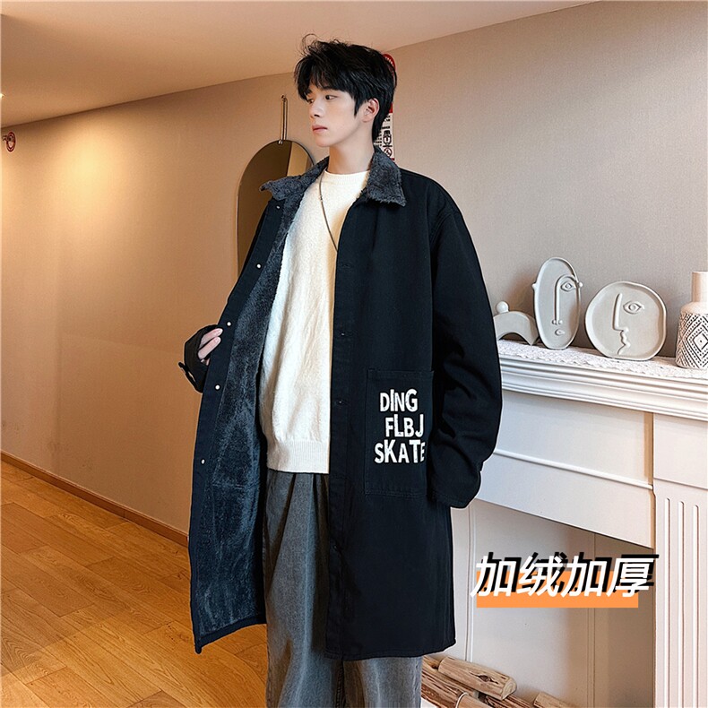 FY5013J-P98限价138M-5XL加绒羊羔绒中性风衣长款大码宽松过膝，男装风衣，星座116