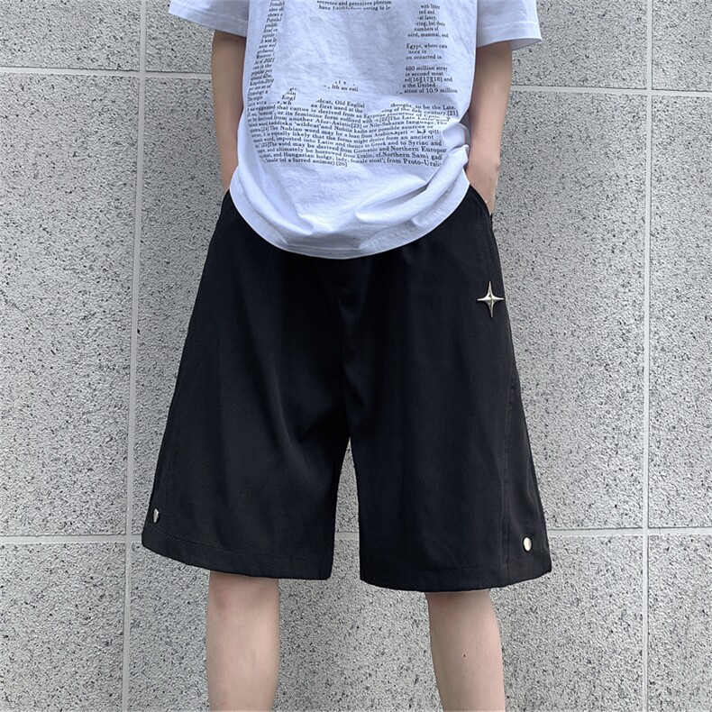 现货 铆钉星星设计感休闲西装短裤宽松运动五分裤男K566-P38 控68图片