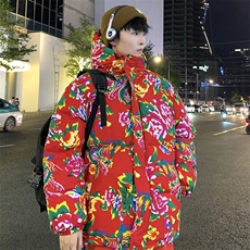 MY206东北大花连帽加厚保暖防寒棉衣外套风特色棉服情侣花衣，男装棉衣，星座115A(原星座507）