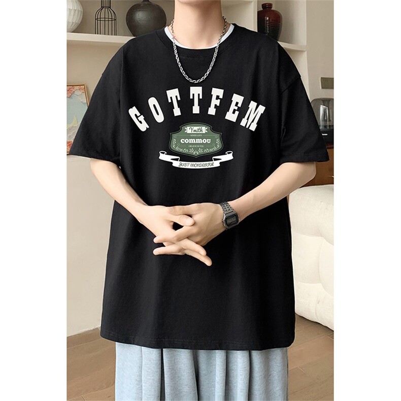 新款夏季男装纯棉短袖T恤落肩款英文字母印花时尚休闲上衣,男装T恤,星座1013