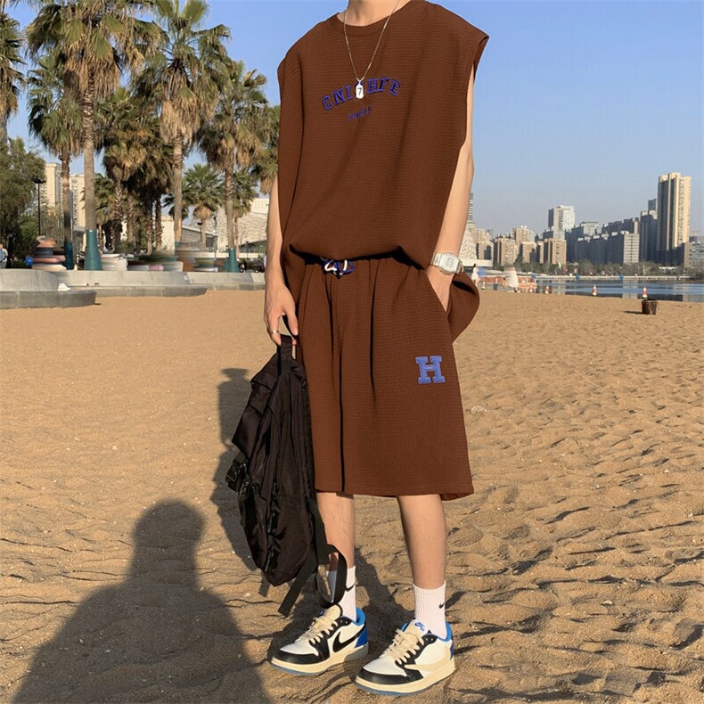 无袖套装t恤男夏季新款背心坎肩篮球休闲运动短袖短裤男装一套装，男装休闲套装，星座506