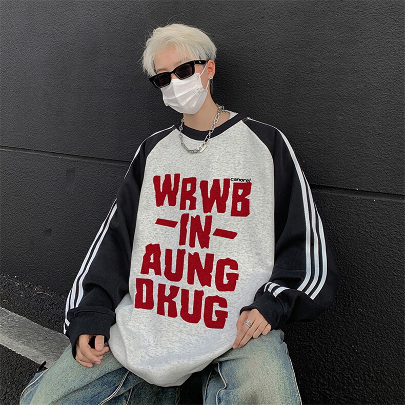 抖音得物供货提供视频秋冬重磅美式宽松织带圆领卫衣0717,男装卫衣,电商A486