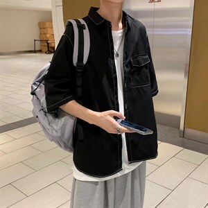 短袖衬衫春款男港风潮流CS012P32图片