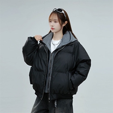现货高品质重磅工艺美式高街假两件PU皮棉衣男女加厚棉服外套，男装棉衣，电商A486