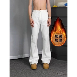 白色牛仔裤cleanfit男款加绒ootd穿搭美式百搭修身Z752-1R P41图片