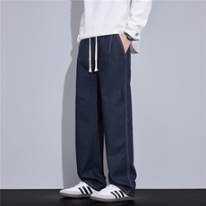 美式牛仔裤男新款潮牌高街褶皱拼接宽松直筒休闲长裤J8100-P55，男装牛仔裤，星座509