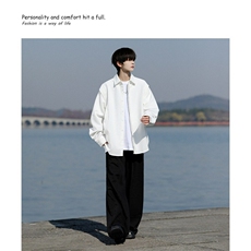 潮高级感假两件长袖衬衫男女宽松潮流百搭垂感休闲衬衣LS6704P35，男装衬衫，星座1013-5