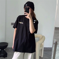 万针全刺绣工艺抖音得物高品质260克重磅纯棉双纱美式高街短袖T恤，男装T恤，电商A486-1