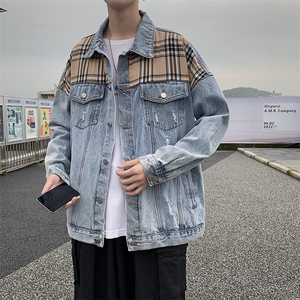 cleanfit短款立领牛仔外套男春秋宽松防风保暖正肩行政夹克外套图片
