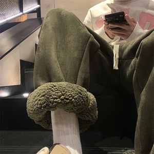 麂皮绒羊羔毛束脚加绒卫裤大码M~5XL XZ604-KP87-P65控78图片