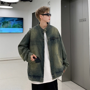 牛仔外套男春秋季痞帅炸街美式复古水洗做旧宽松休闲夹克JH06-P68图片