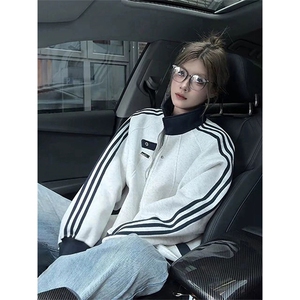 现货 高品质 拼接撞色运动夹克男女三条杠开衫棒球服 A933-P45图片