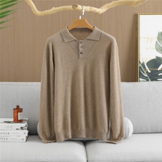 2025年秋季长袖时尚百搭通勤男士POLO领，男装羊绒套衫，纳驰羊绒