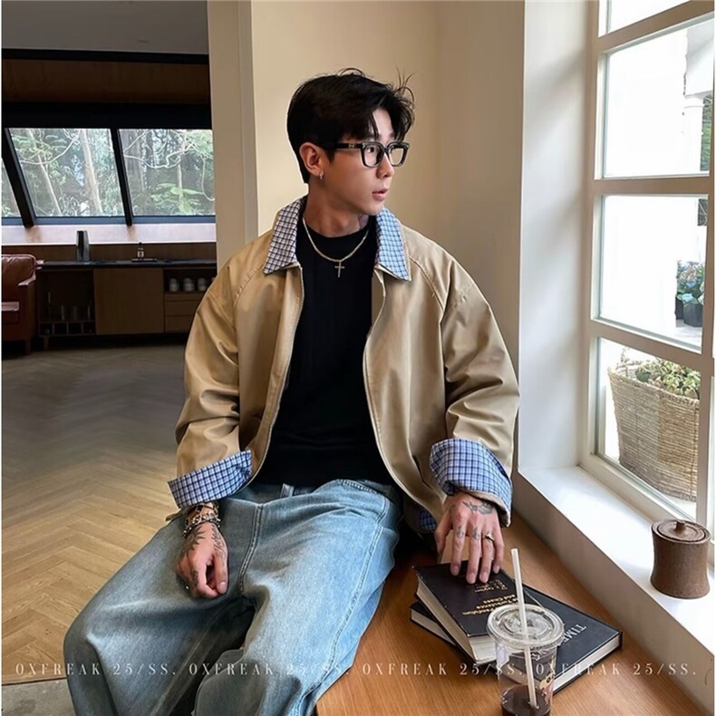 JK33-P62时尚ins潮流气质原宿流行百搭原版假二件外套,女装短外套,电商B323A