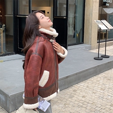 182-8586-P195-K268-设计感皮毛一体短外套机车服，商品下架区，帛香坊