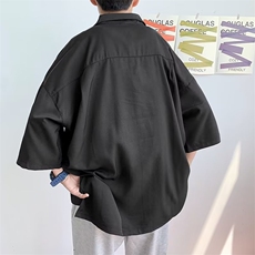 气质男ins时尚原宿夏季新款行文艺宽松型七分袖衬衣C055P20，男装衬衫，星座1116-2