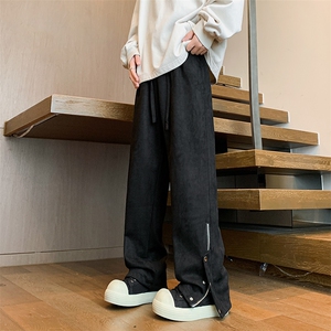 8XL-M大码重磅麂皮绒裤子排扣直筒阔腿休闲长裤微喇裤KZ1920/P65图片